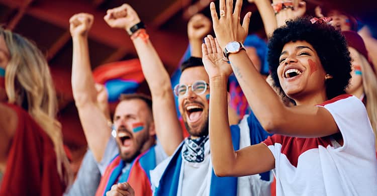 sports group cheers at a game